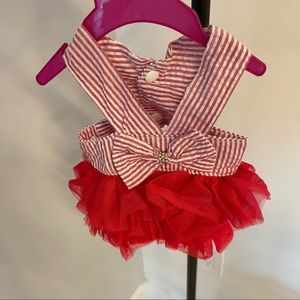 Red white stripped tutu dress w bow
